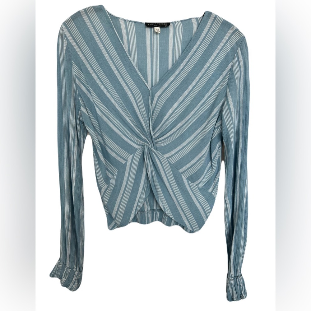 💙 GUC FINAL TOUCH Final Blue & White Striped Twist-Front Top | Women’s Small